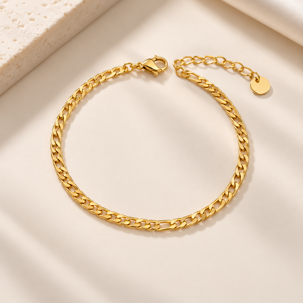 18K Gold Plated Cuban Link Chain Bracelet