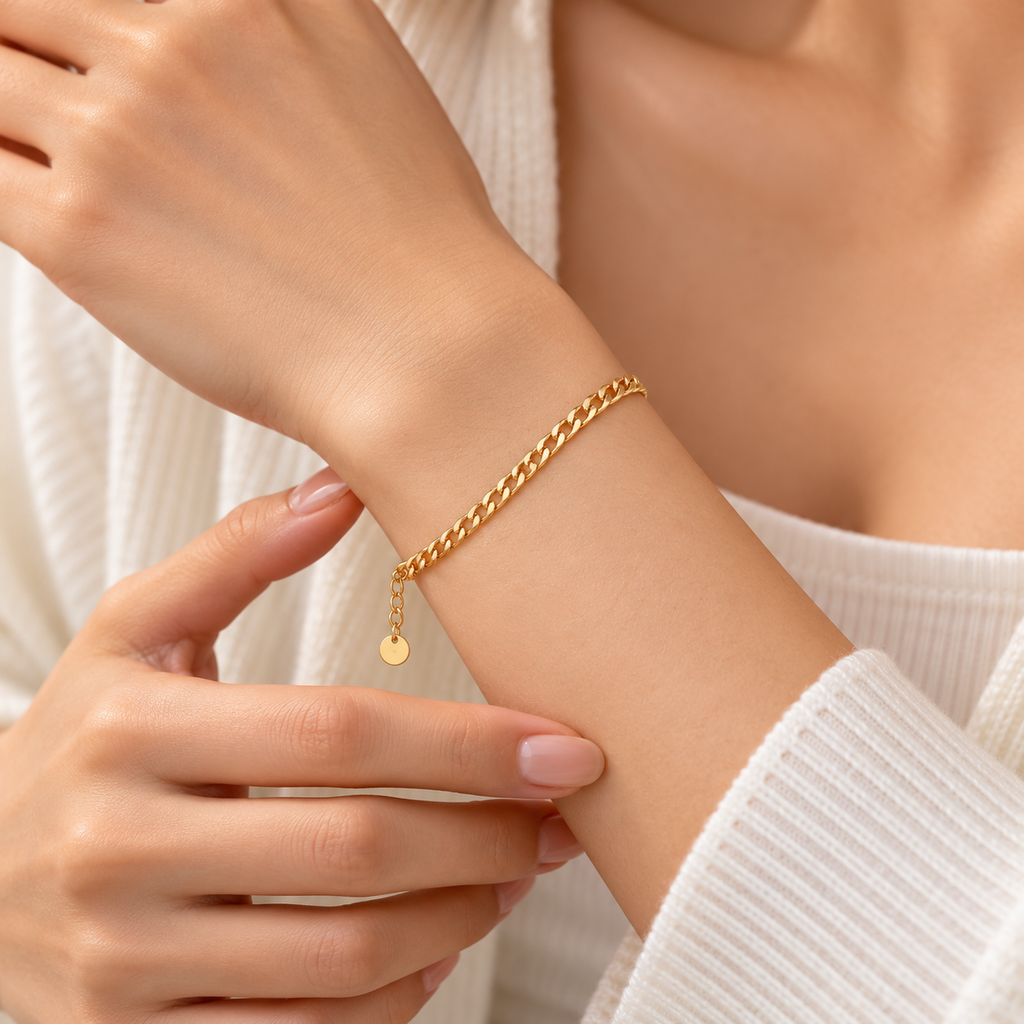 18K Gold Plated Cuban Link Chain Bracelet