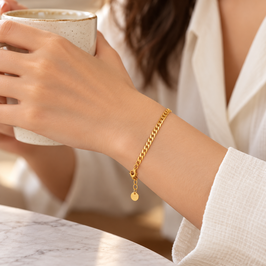 18K Gold Plated Cuban Link Chain Bracelet