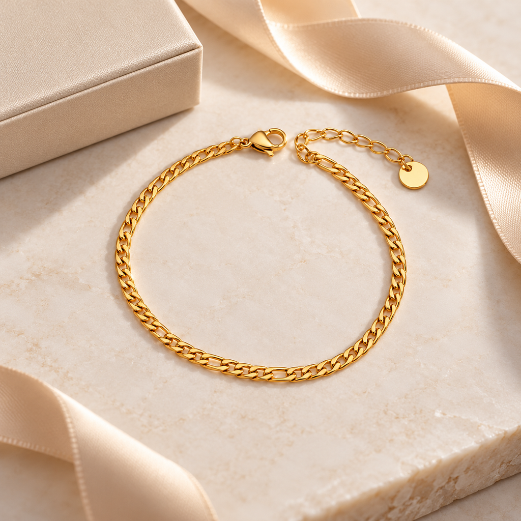 18K Gold Plated Cuban Link Chain Bracelet