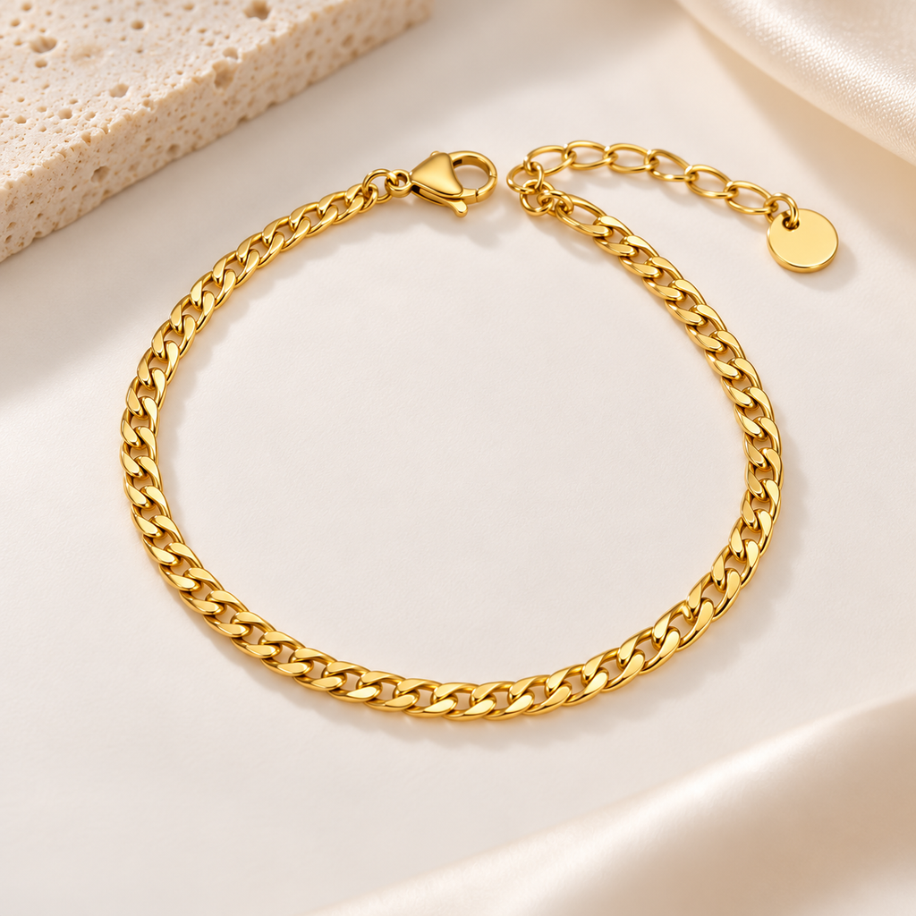 18K Gold Plated Cuban Link Chain Bracelet