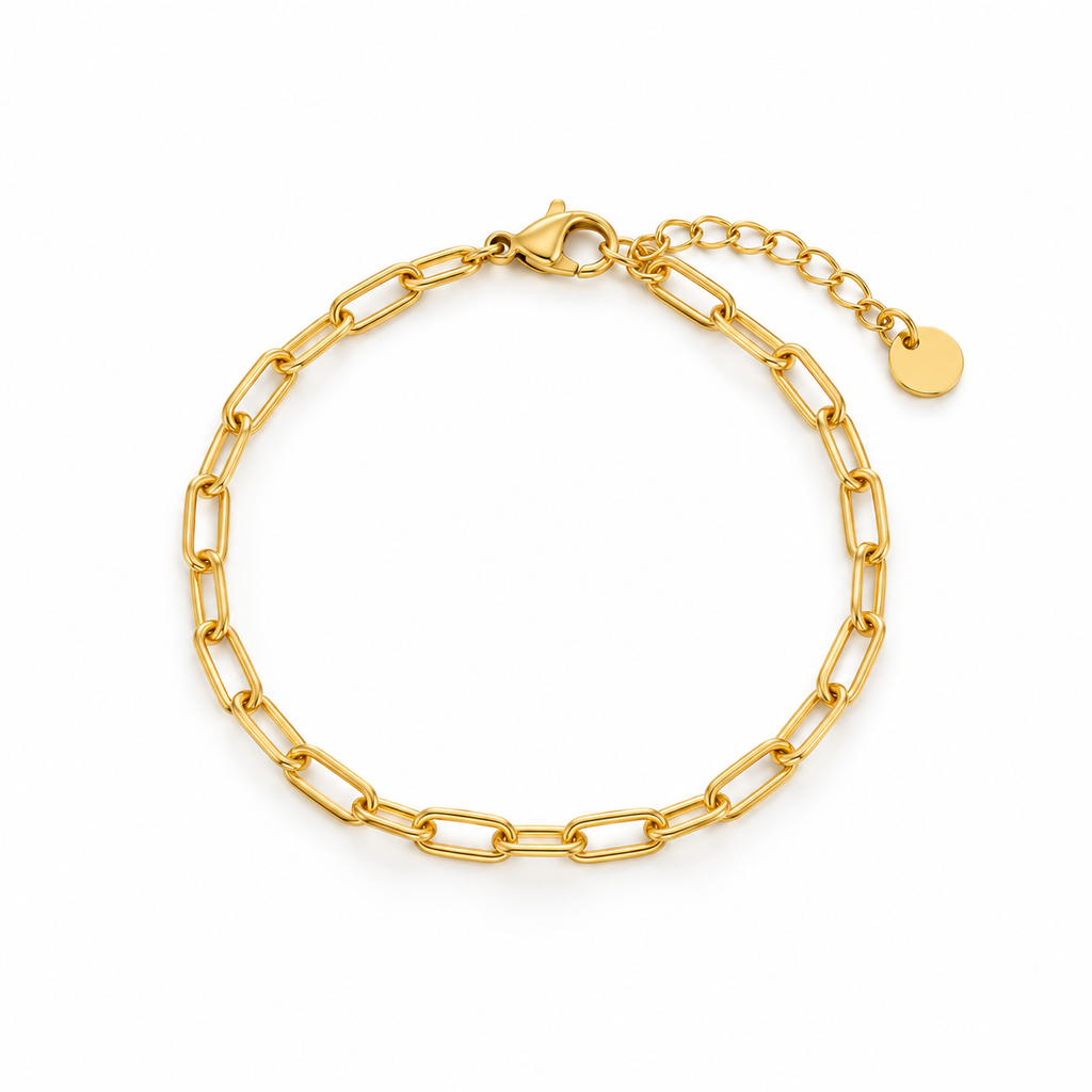 18K Gold Plated Paperclip Chain Bracelet