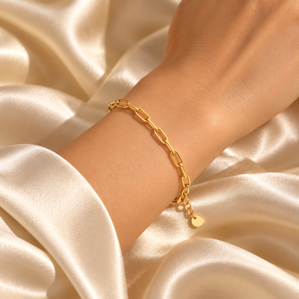 18K Gold Plated Paperclip Chain Bracelet