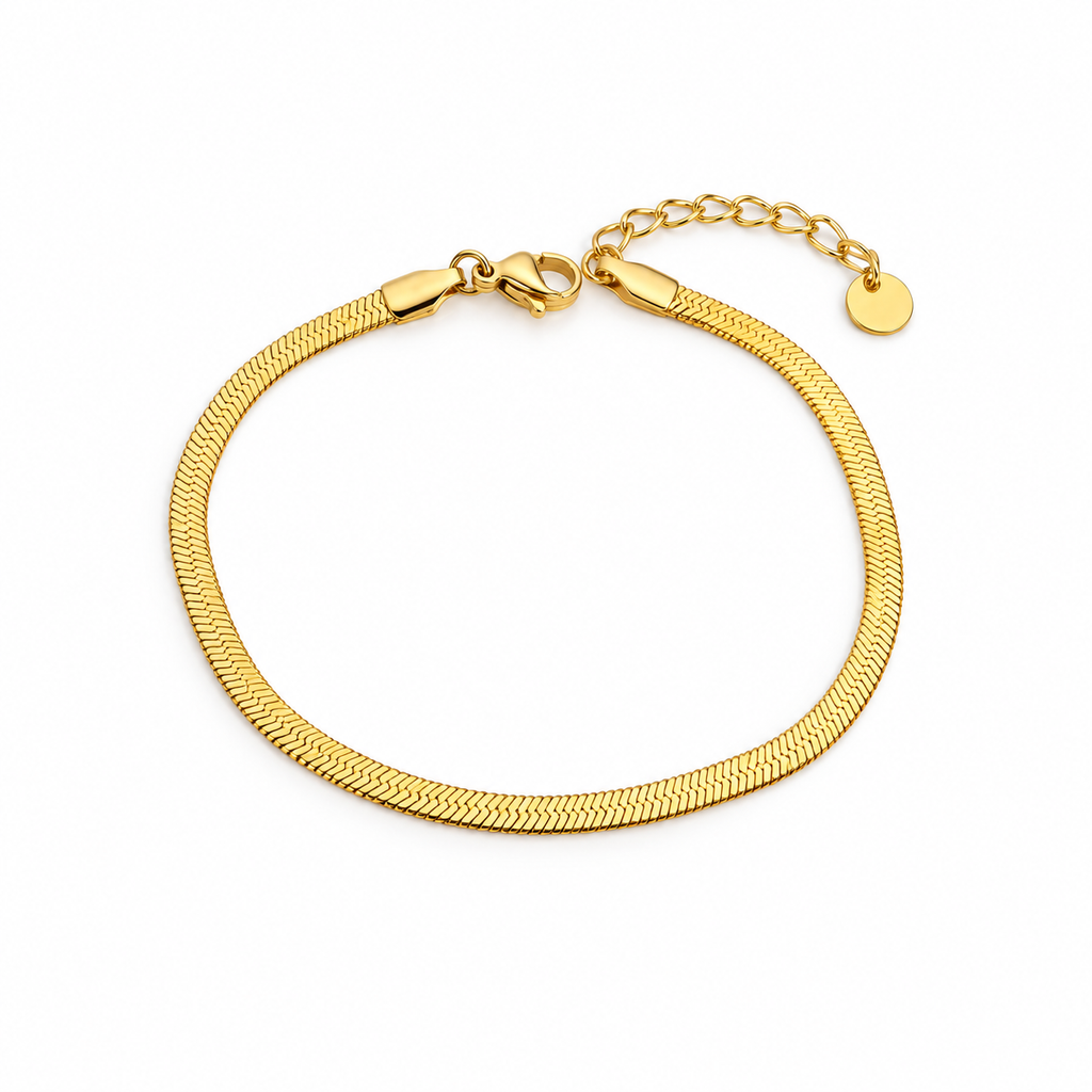 18K Gold Plated Herringbone Chain Bracelet