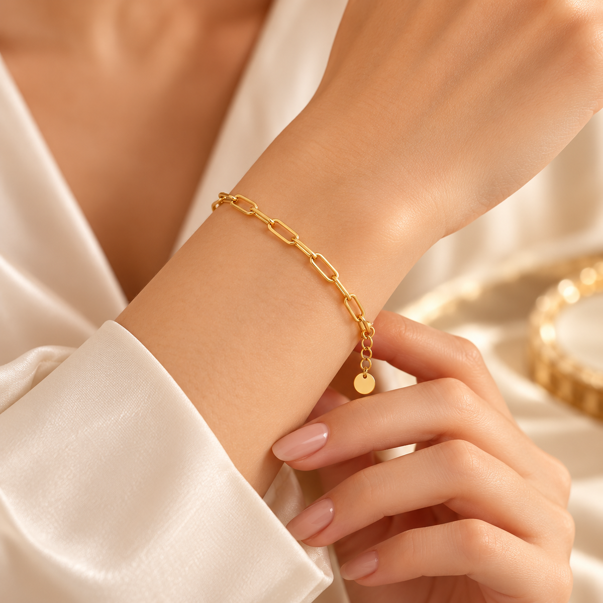 18K Gold Plated Paperclip Chain Bracelet