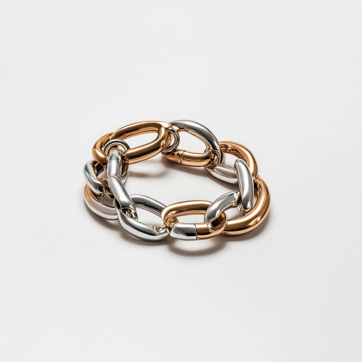 Chunky Two-Tone Gold & Silver Statement Chain Bracelet`